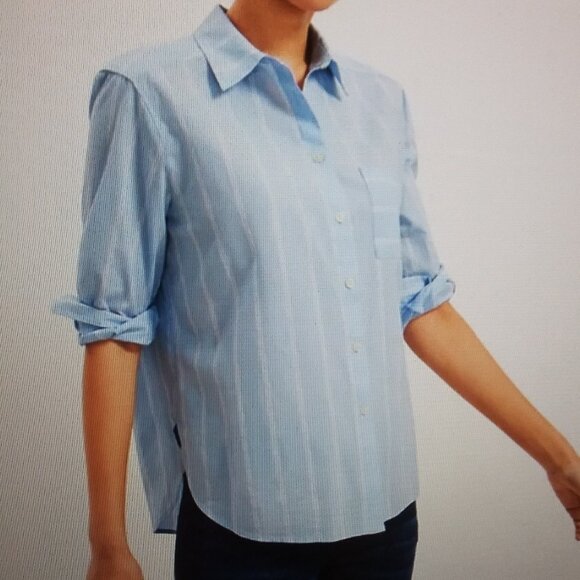 New LOFT Striped Relaxed Everyday Shirt XS - Picture 10 of 10